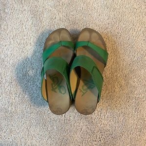 OTBT green sandals wedges